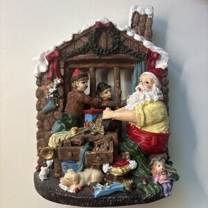 Santa's Workshop Scene Poly resin Figurine Hand Painted Christmas Holiday Decor
